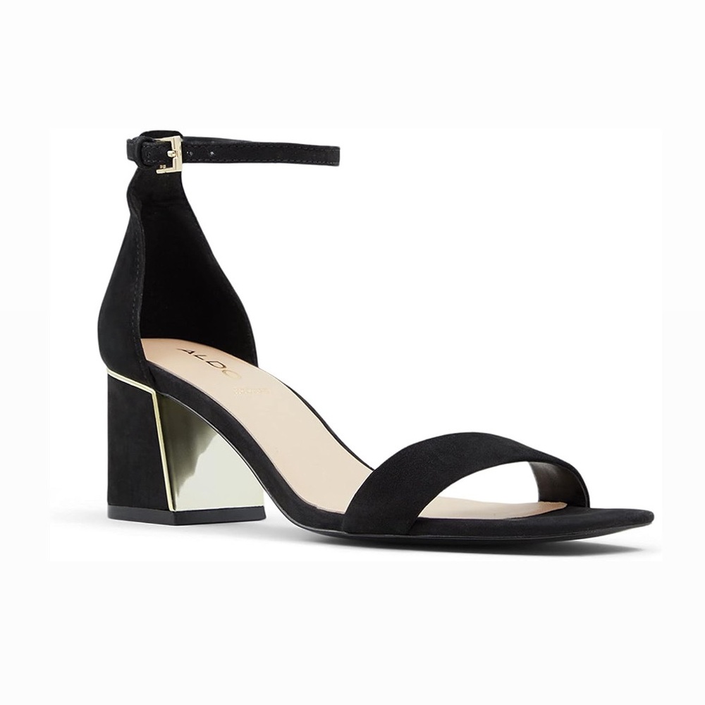 ALDO black Kedeaviel leather block sandal heels